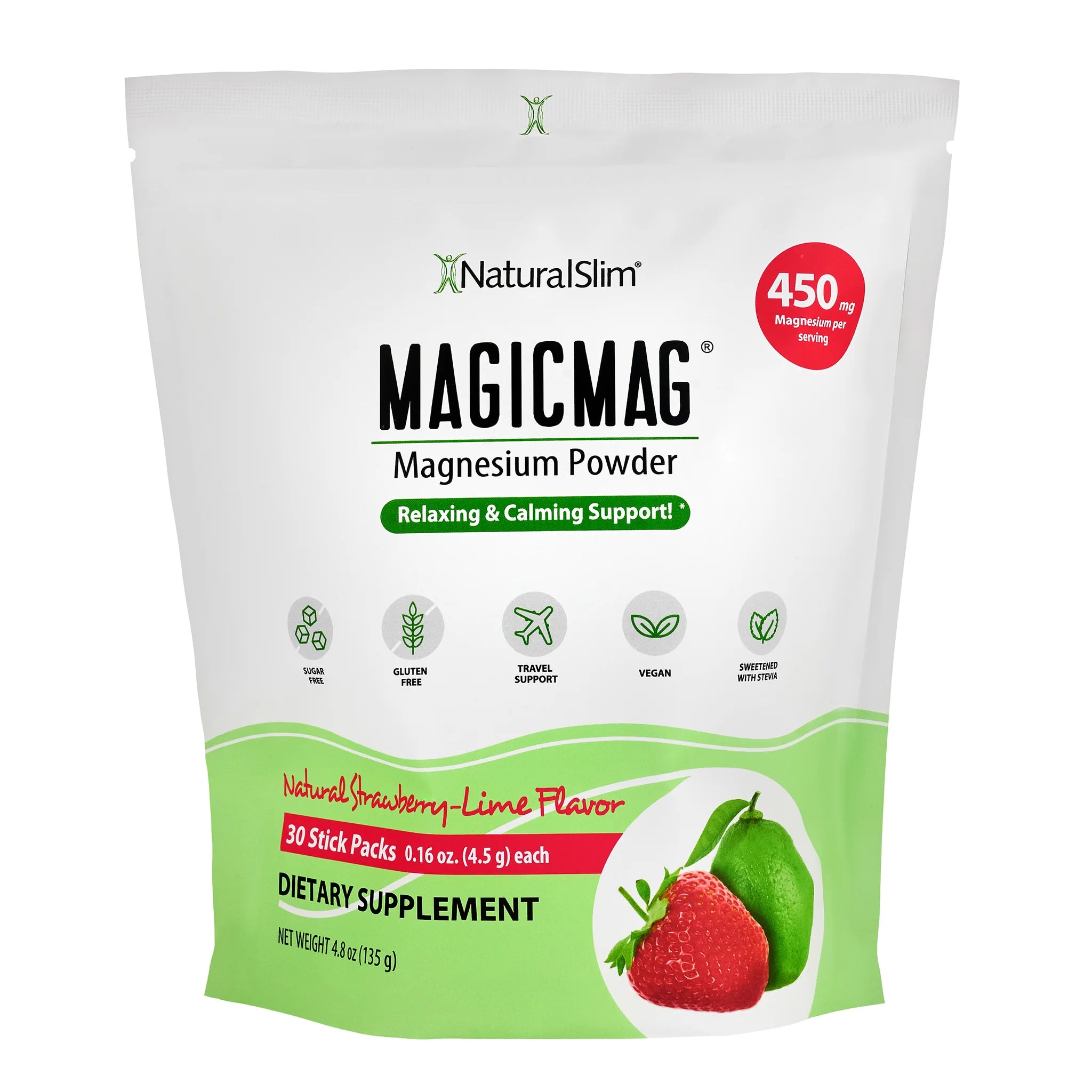 MAGICMAG® Stick Packs | Travel | Strawberry-Lime | Magnesium Citrate Supplement