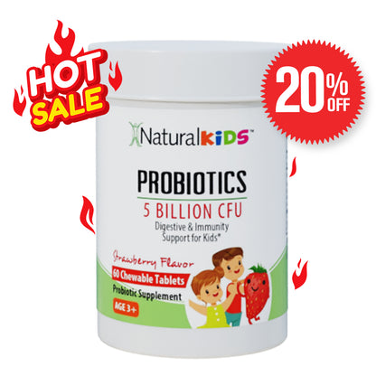 NaturalKids® PROBIOTICS™ Chewable Tablets 5 Billion CFUs per Serving | Chewable Probiotics Tablets 60 Chewable Tablets | Strawberry Flavor