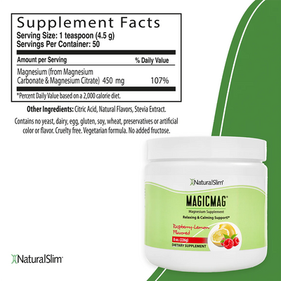 MagicMag Raspberry-Lemon | Magnesium Supplement - supplement facts label